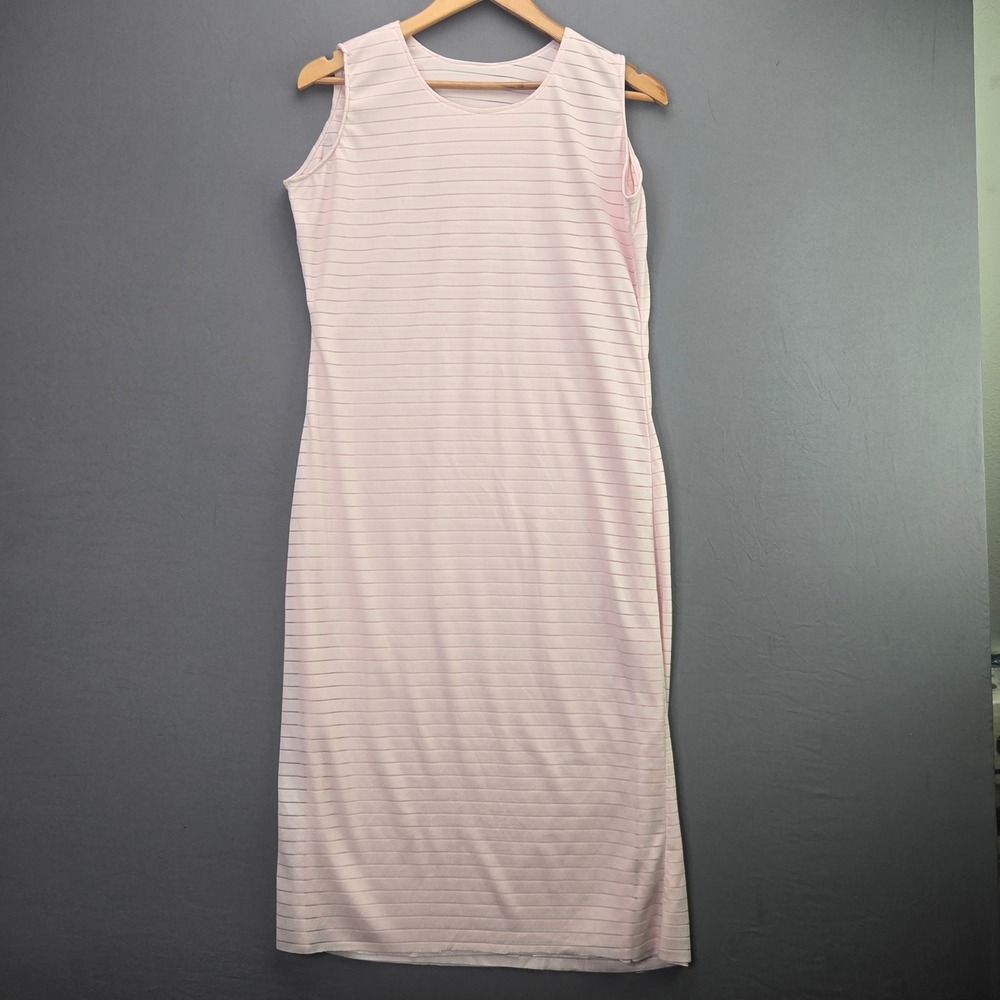Unbranded Sleeveless Ribbed Midi Dress M Pink Bodycon Textured Stretch Tank